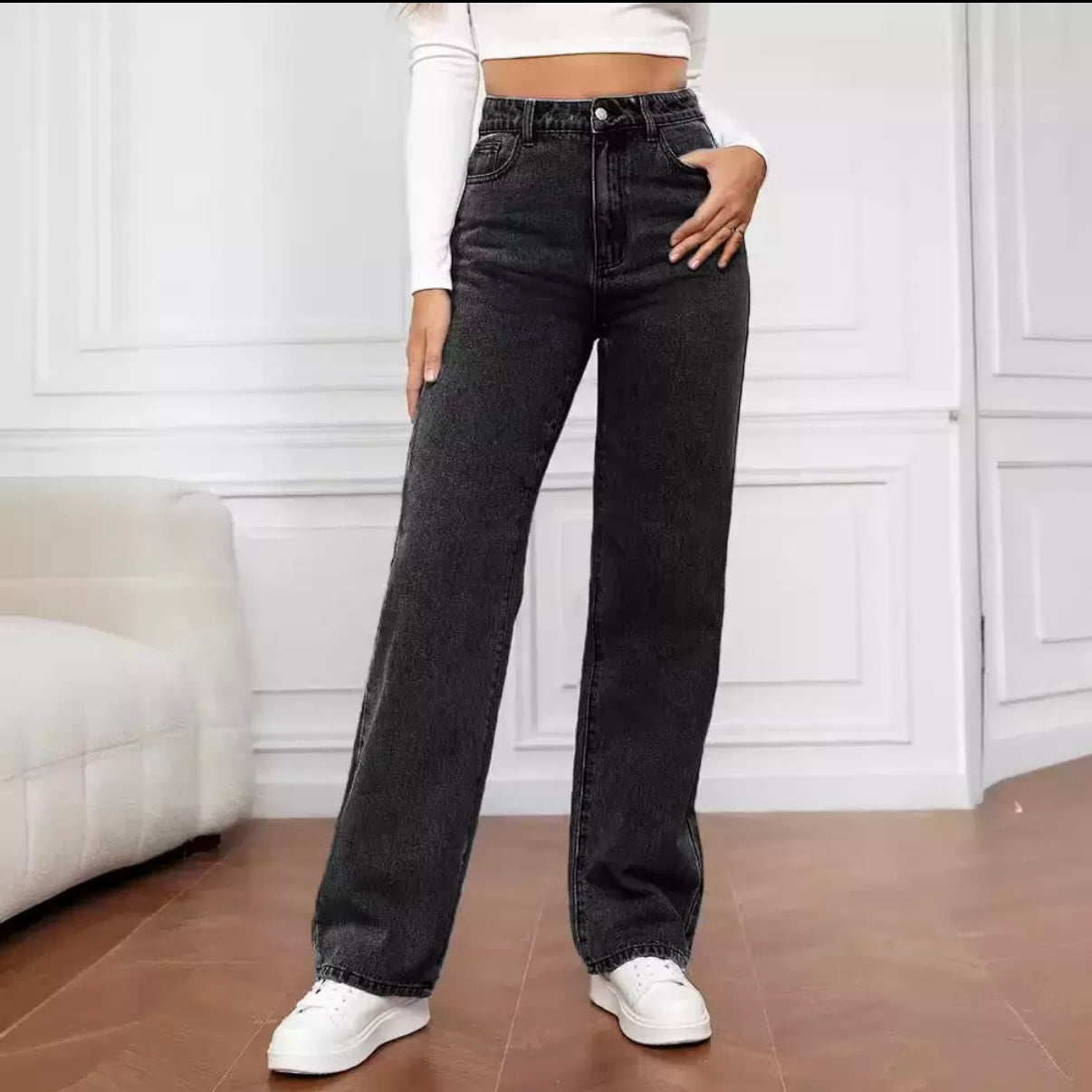 Women's Minimalist High Waist Denim Stretch Wide Leg Jeans, Trendy Multi-Pocket Denim Trousers for Women, Classic Women's Pants, Street Womenswear