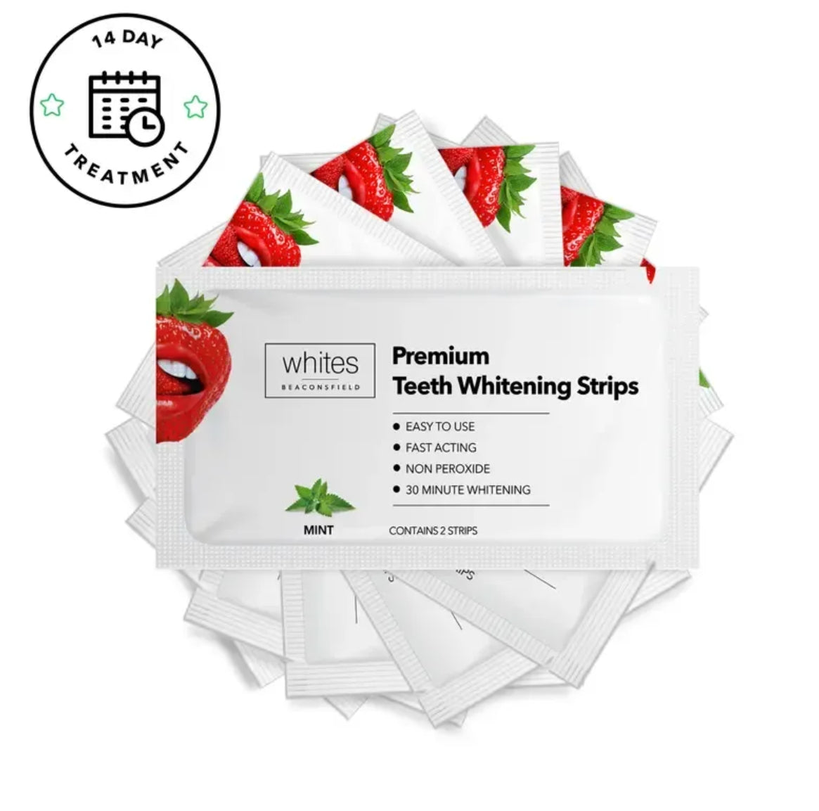 Teeth Whitening Strips, 28 Strips (14 Day Treatment) Non Peroxide, Sensitivity Free, Vegan