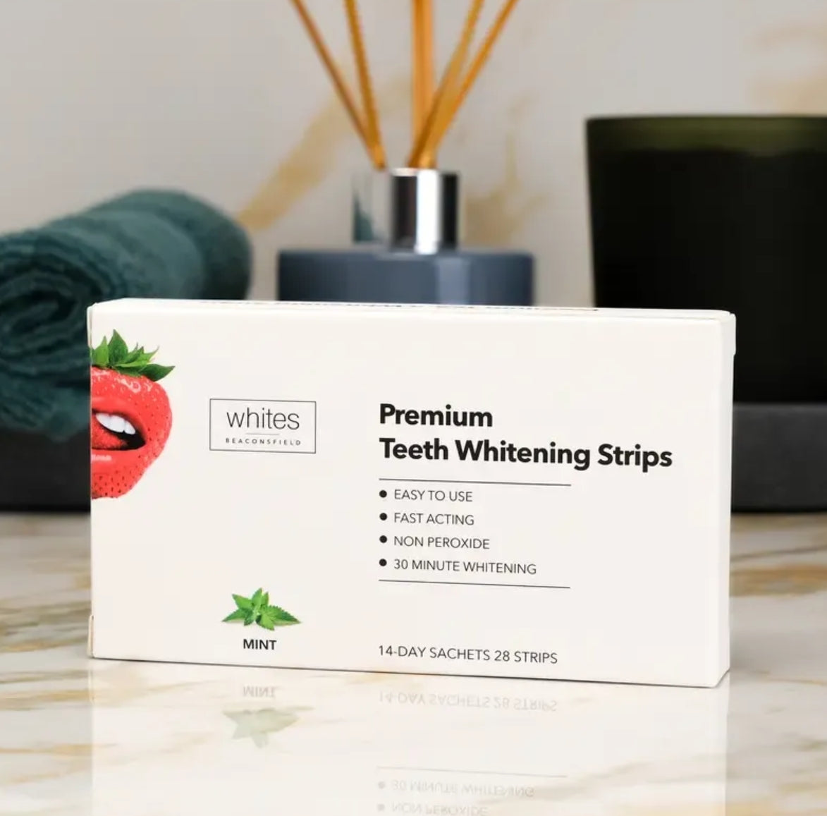 Teeth Whitening Strips, 28 Strips (14 Day Treatment) Non Peroxide, Sensitivity Free, Vegan