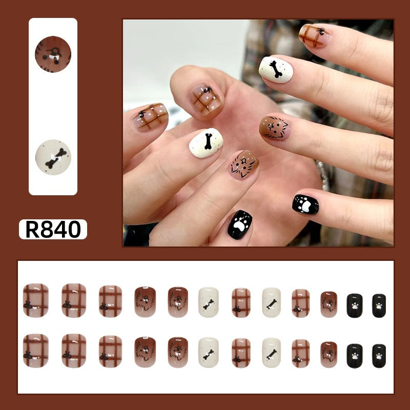 New ins style wearable nail pure desire nail stickers whitening detachable short style 24pcs