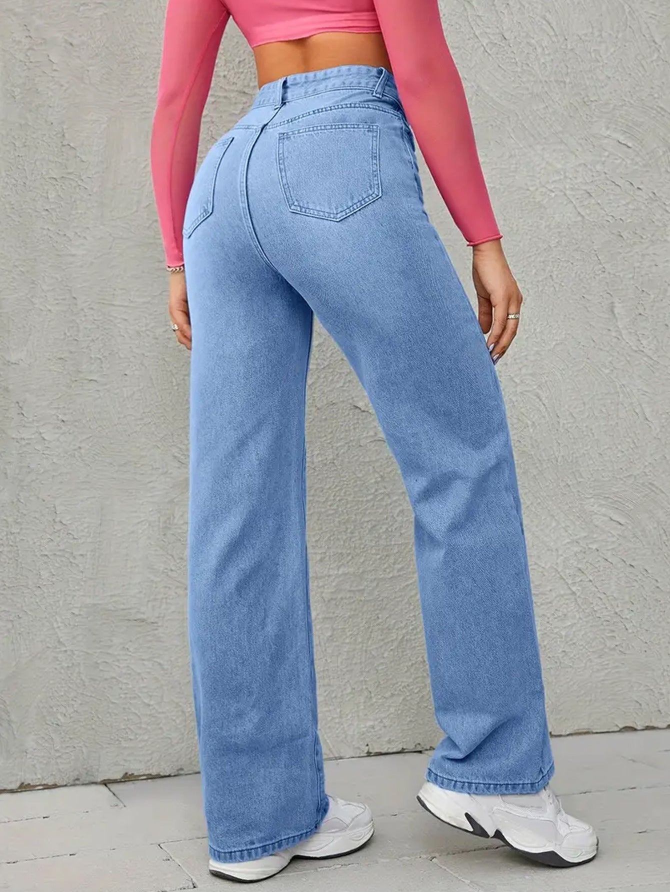 Women's Minimalist High Waist Denim Stretch Wide Leg Jeans, Trendy Multi-Pocket Denim Trousers for Women, Classic Women's Pants, Street Womenswear