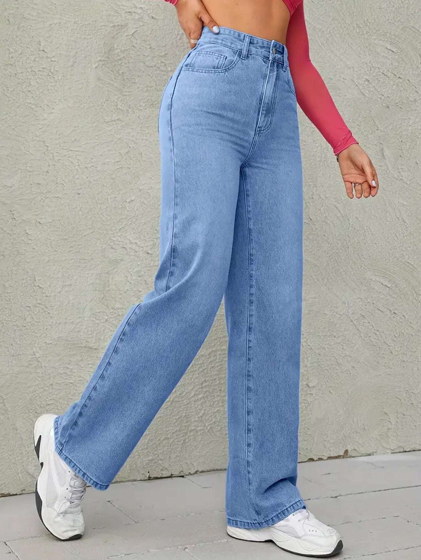Women's Minimalist High Waist Denim Stretch Wide Leg Jeans, Trendy Multi-Pocket Denim Trousers for Women, Classic Women's Pants, Street Womenswear