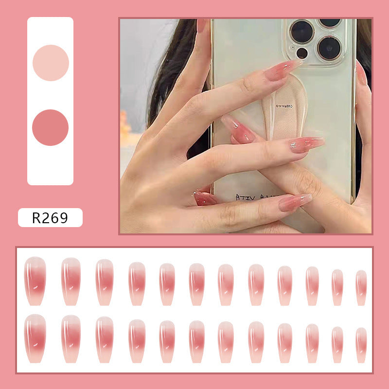 New ins style wearable nail pure desire nail stickers whitening detachable short style 24pcs