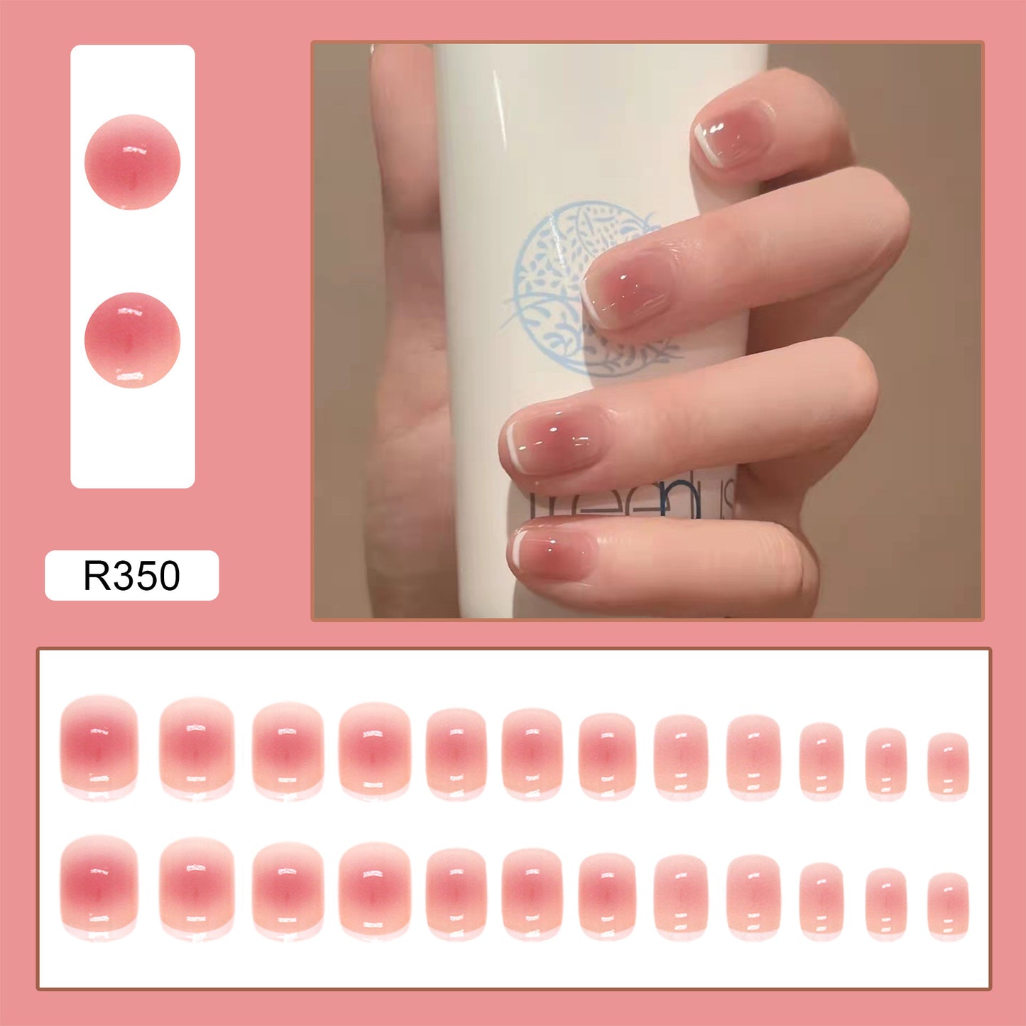 New ins style wearable nail pure desire nail stickers whitening detachable short style 24pcs