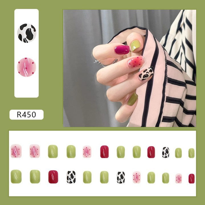 New ins style wearable nail pure desire nail stickers whitening detachable short style 24pcs