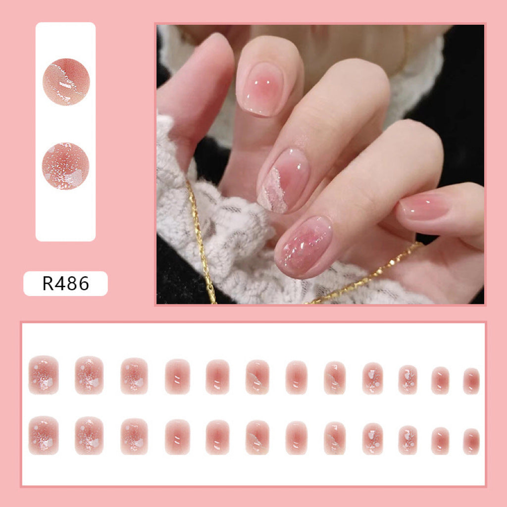 New ins style wearable nail pure desire nail stickers whitening detachable short style 24pcs