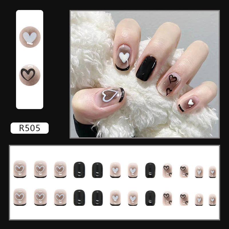 New ins style wearable nail pure desire nail stickers whitening detachable short style 24pcs
