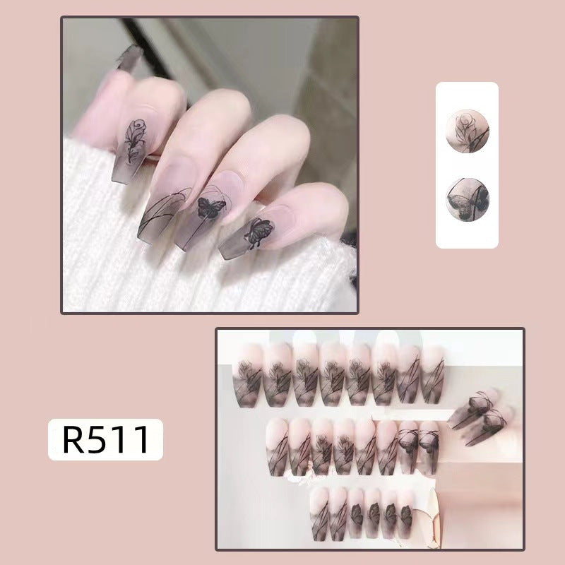 New ins style wearable nail pure desire nail stickers whitening detachable short style 24pcs