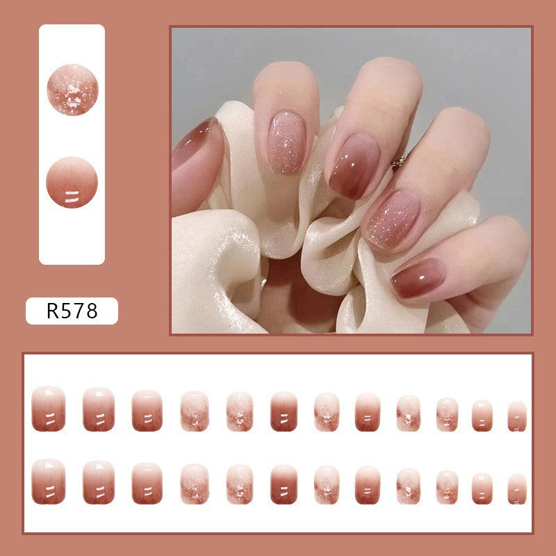 New ins style wearable nail pure desire nail stickers whitening detachable short style 24pcs
