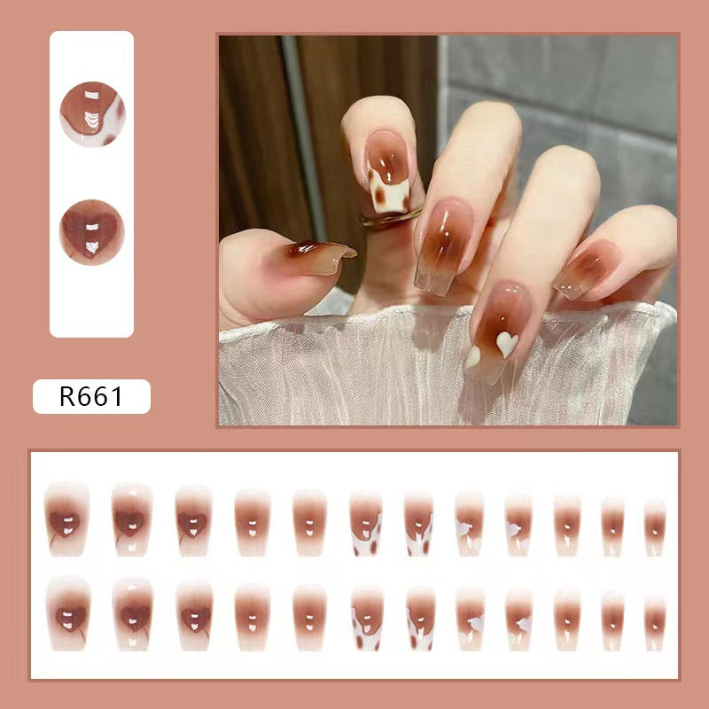 New ins style wearable nail pure desire nail stickers whitening detachable short style 24pcs