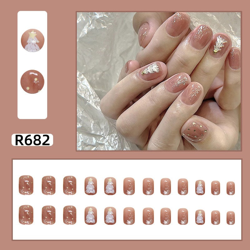 New ins style wearable nail pure desire nail stickers whitening detachable short style 24pcs