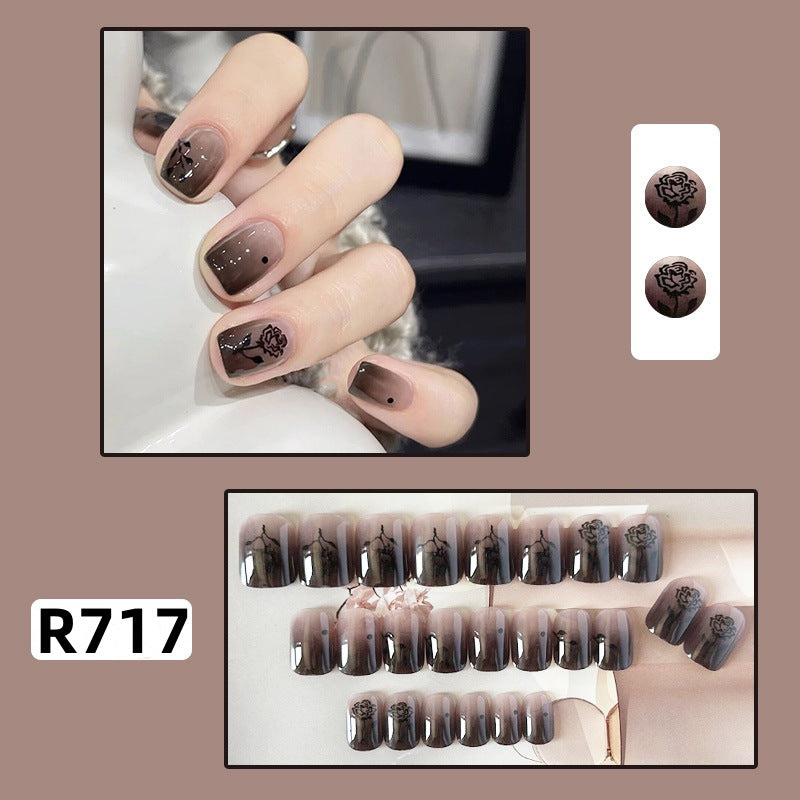 New ins style wearable nail pure desire nail stickers whitening detachable short style 24pcs