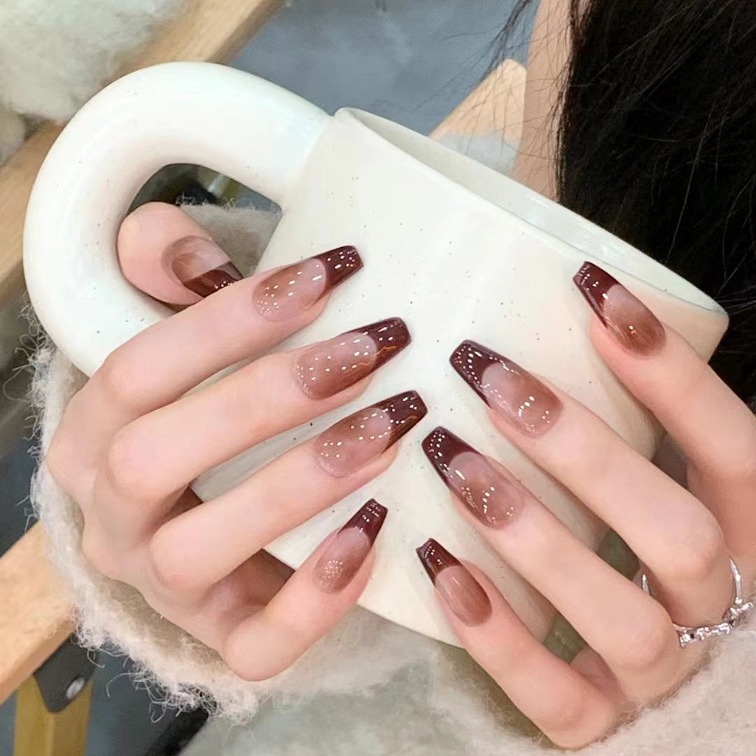 New ins style wearable nail pure desire nail stickers whitening detachable short style