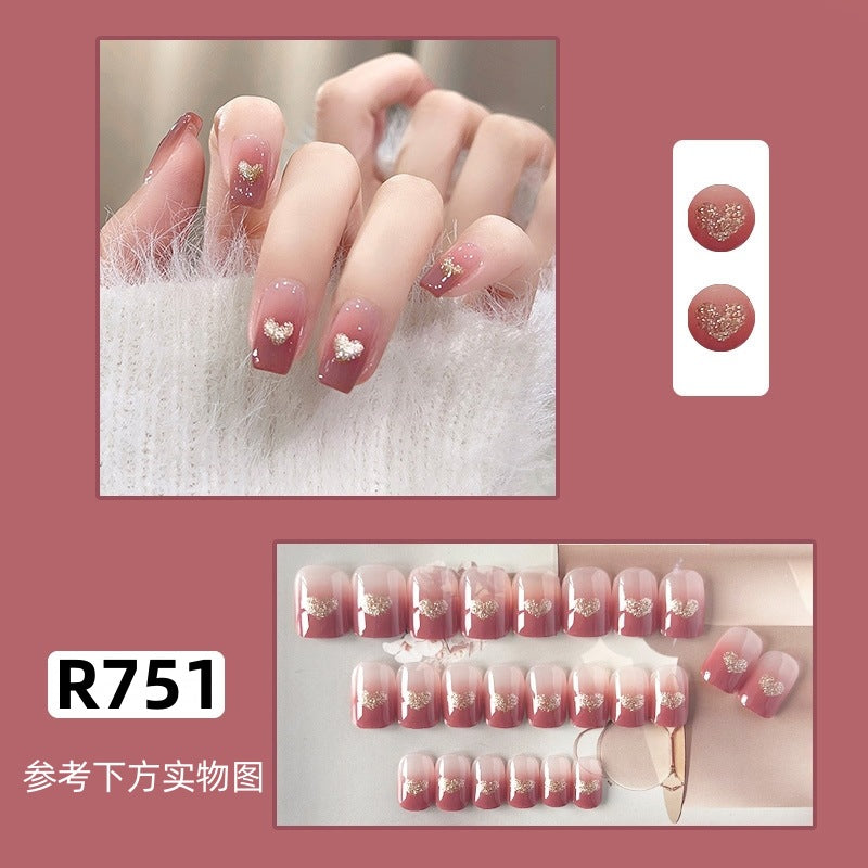 New ins style wearable nail pure desire nail stickers whitening detachable short style 24pcs