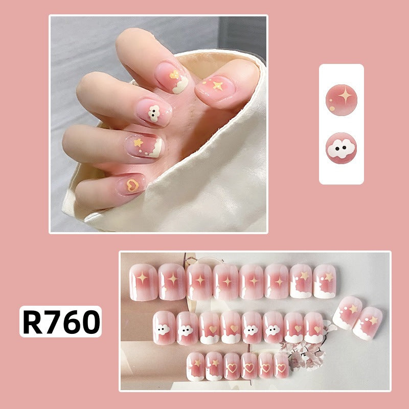 New ins style wearable nail pure desire nail stickers whitening detachable short style 24pcs