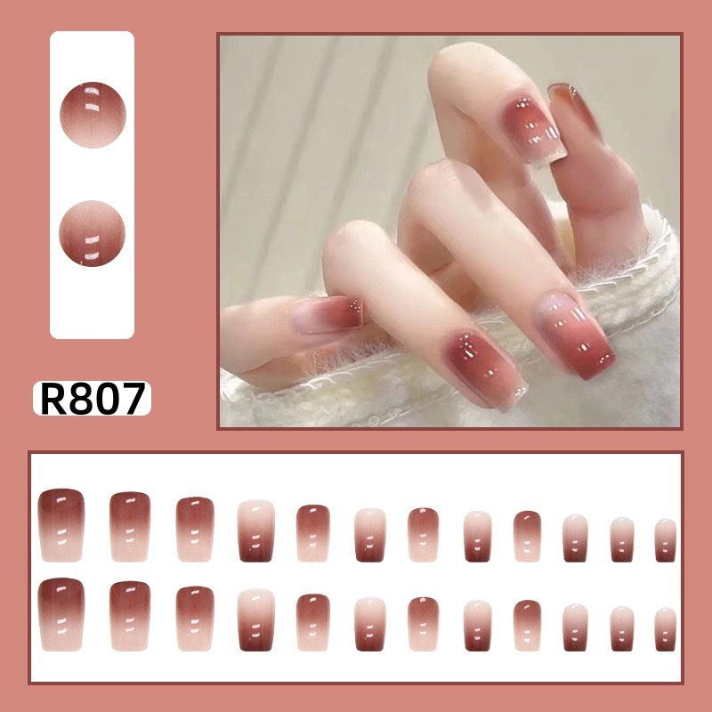 New ins style wearable nail pure desire nail stickers whitening detachable short style 24pcs
