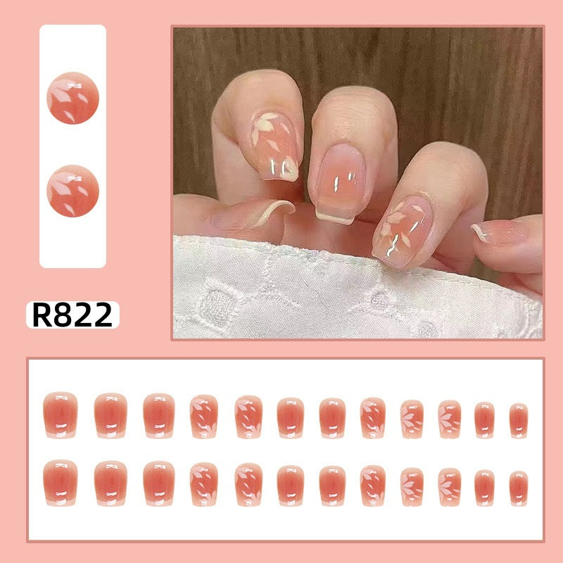 New ins style wearable nail pure desire nail stickers whitening detachable short style 24pcs