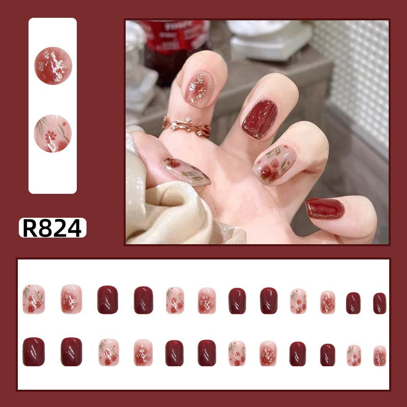 New ins style wearable nail pure desire nail stickers whitening detachable short style 24pcs