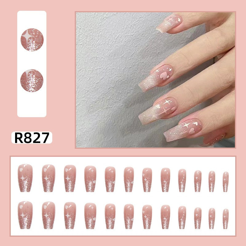 New ins style wearable nail pure desire nail stickers whitening detachable short style 24pcs