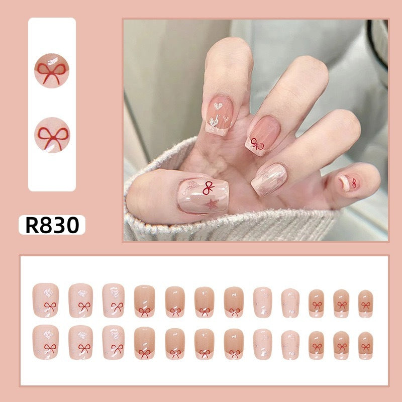 New ins style wearable nail pure desire nail stickers whitening detachable short style 24pcs