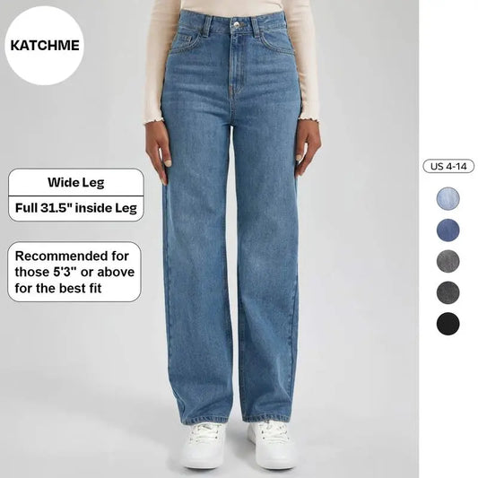 Women's Minimalist High Waist Denim Stretch Wide Leg Jeans, Trendy Multi-Pocket Denim Trousers for Women, Classic Women's Pants, Street Womenswear