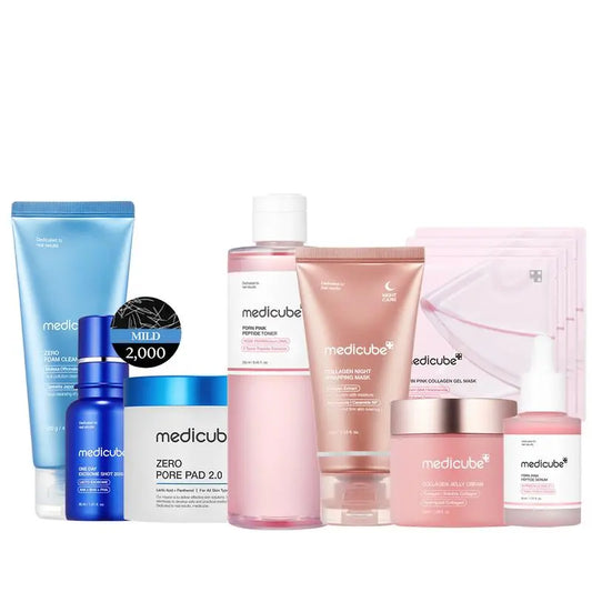 [medicube Official] Affordable Glass Glow Skincare Set | Includes 8 TOP-SELLING products for Gentle Skin Renewal