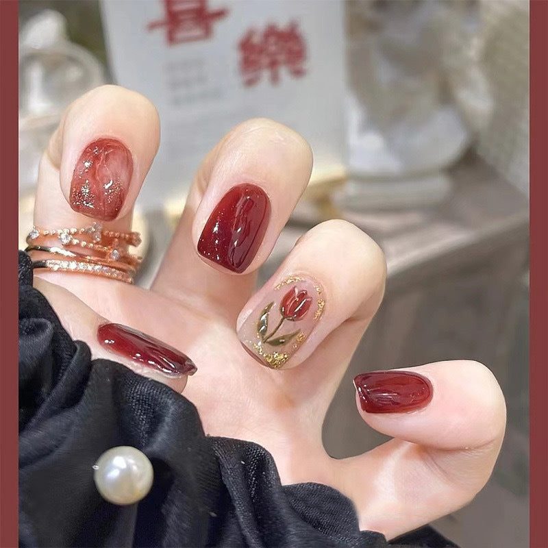 New ins style wearable nail pure desire nail stickers whitening detachable short style