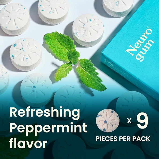 Caffeine Nootropics for Energy and Focus - Sugar Free with L-Theanine, Caffeine, Vitamin B12 & Vitamin B6 - Mint Flavor
