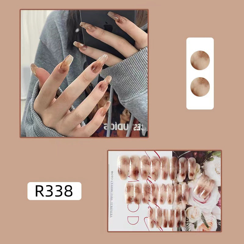 New ins style wearable nail pure desire nail stickers whitening detachable short style 24pcs