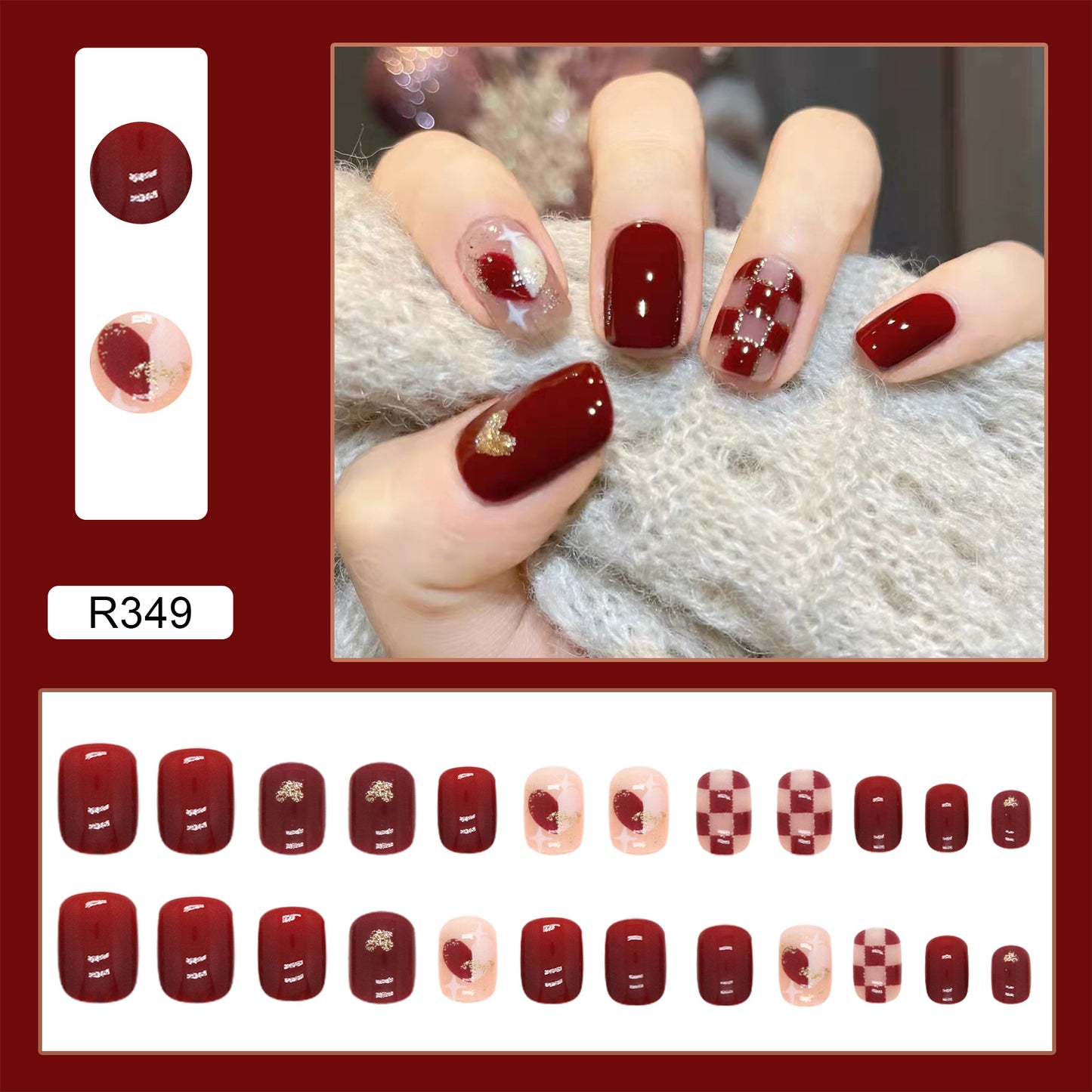 New ins style wearable nail pure desire nail stickers whitening detachable short style 24pcs