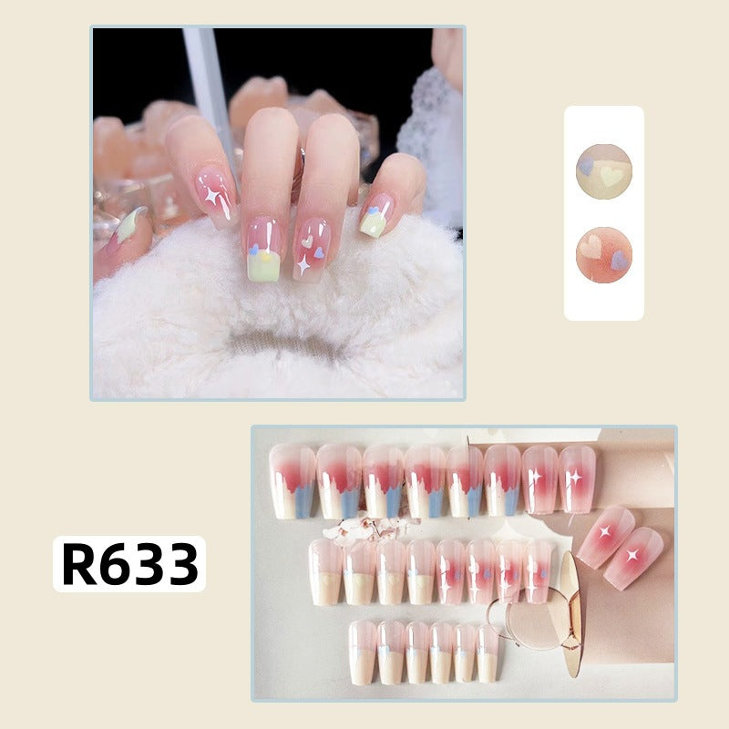 New ins style wearable nail pure desire nail stickers whitening detachable short style 24pcs