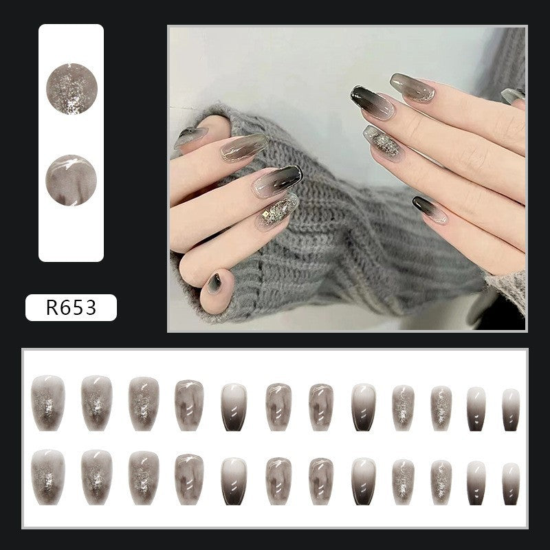 New ins style wearable nail pure desire nail stickers whitening detachable short style 24pcs