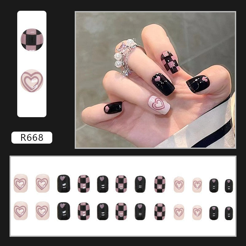 New ins style wearable nail pure desire nail stickers whitening detachable short style 24pcs