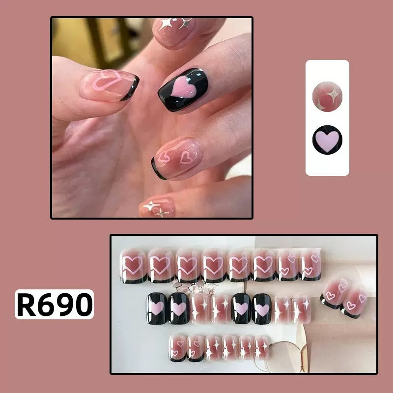 New ins style wearable nail pure desire nail stickers whitening detachable short style 24pcs