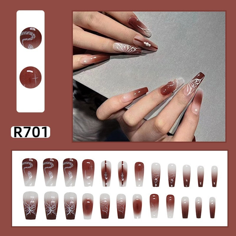 New ins style wearable nail pure desire nail stickers whitening detachable short style 24pcs