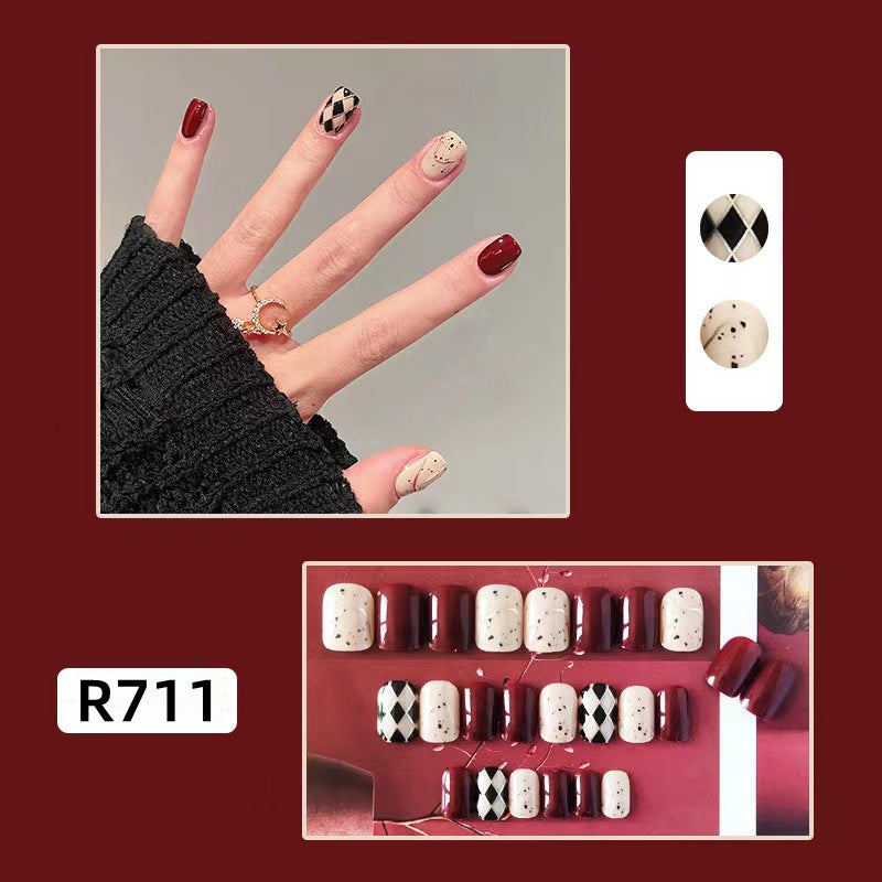 New ins style wearable nail pure desire nail stickers whitening detachable short style 24pcs