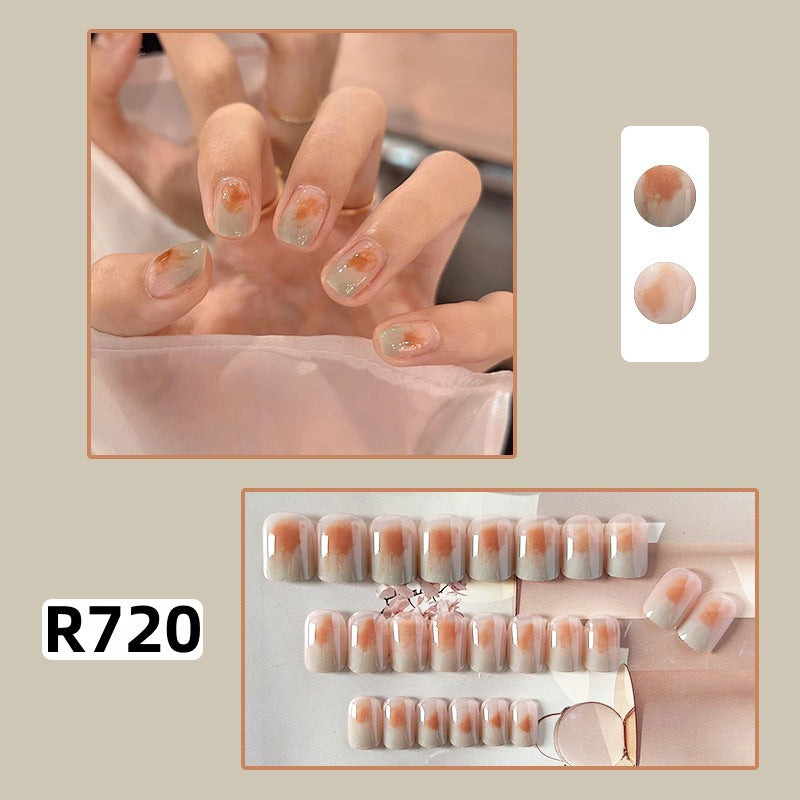 New ins style wearable nail pure desire nail stickers whitening detachable short style 24pcs