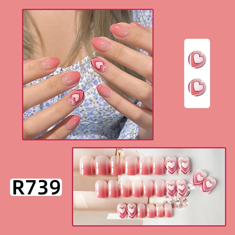 New ins style wearable nail pure desire nail stickers whitening detachable short style 24pcs