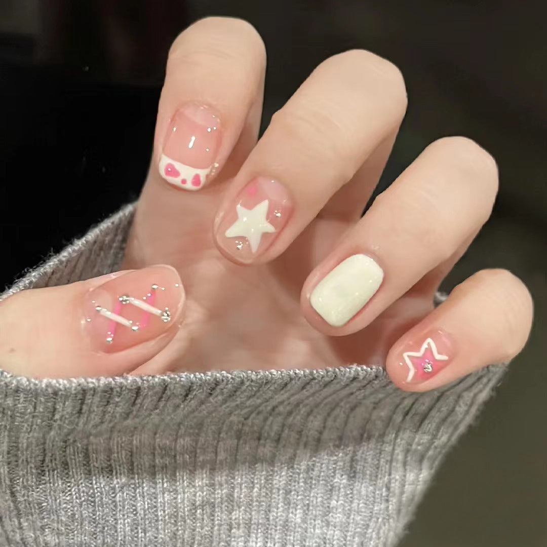 New ins style wearable nail pure desire nail stickers whitening detachable short style