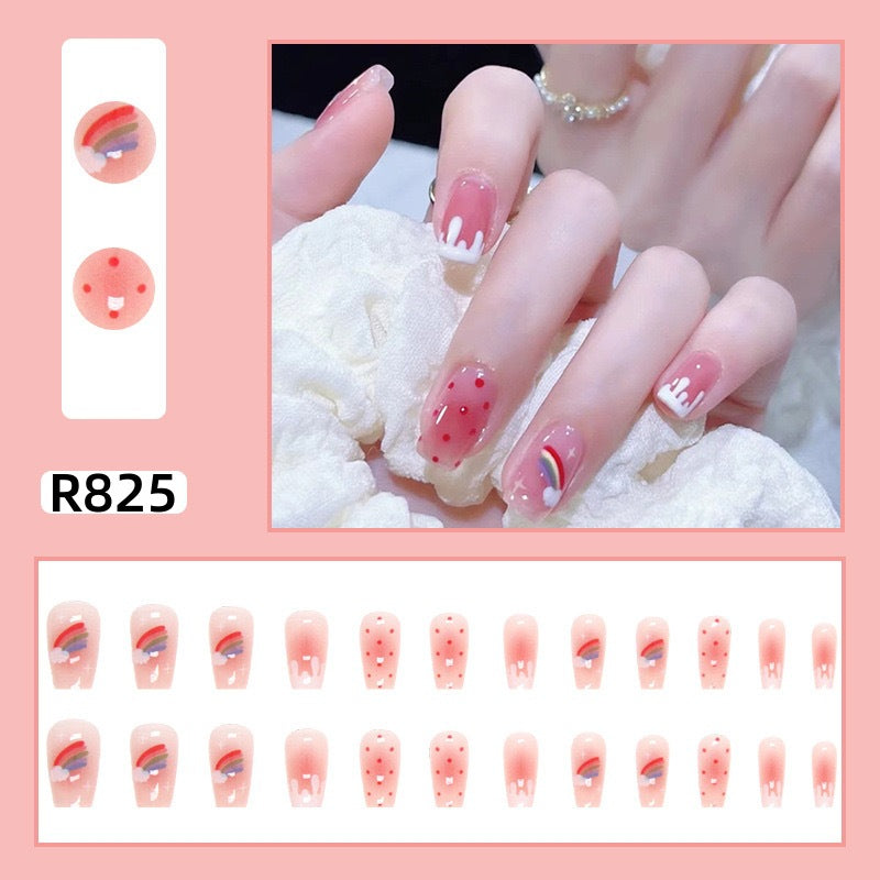 New ins style wearable nail pure desire nail stickers whitening detachable short style 24pcs