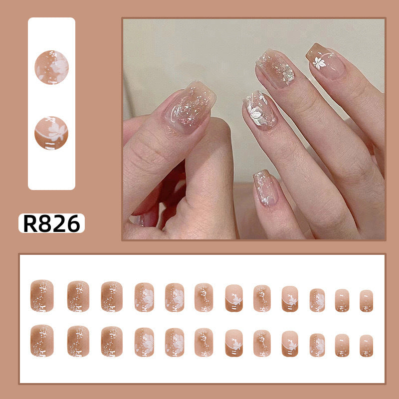 New ins style wearable nail pure desire nail stickers whitening detachable short style 24pcs